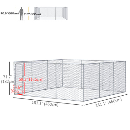 227.7 Sq. Ft. Dog Playpen Outdoor with Galvanized Steel Frame, for Small and Medium Dogs, 15.1' x 15.1' x 6'