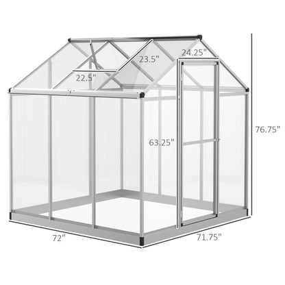 6' x 6' x 6.4' Walk-in Garden Greenhouse Polycarbonate Panels Plants Flower Growth Shed Cold Frame Outdoor Portable Warm House
