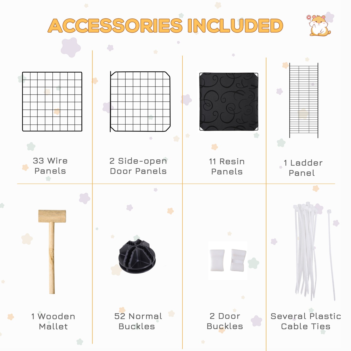 46 Panels Pet Playpen, DIY Small Animal Playpen, Indoor Portable Pet Fence for Guinea Pigs, Bunny, Rabbits, Hamsters, Hedgehogs