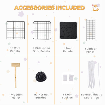 46 Panels Pet Playpen, DIY Small Animal Playpen, Indoor Portable Pet Fence for Guinea Pigs, Bunny, Rabbits, Hamsters, Hedgehogs