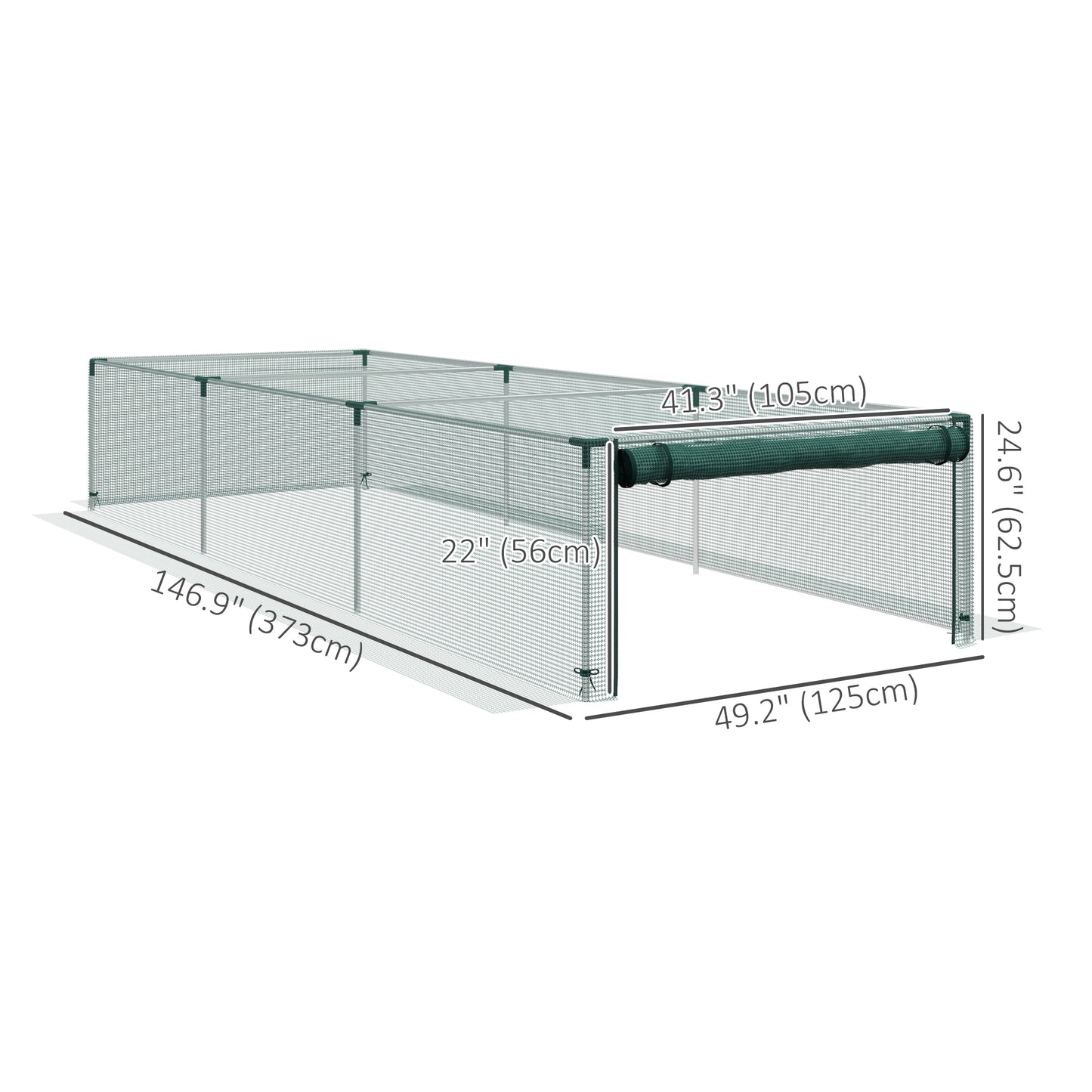 12' x 4' Plant Protection Cage with Zipper Roll-Up Door, Plant Protector from Animals with Galvanised Steel Frame