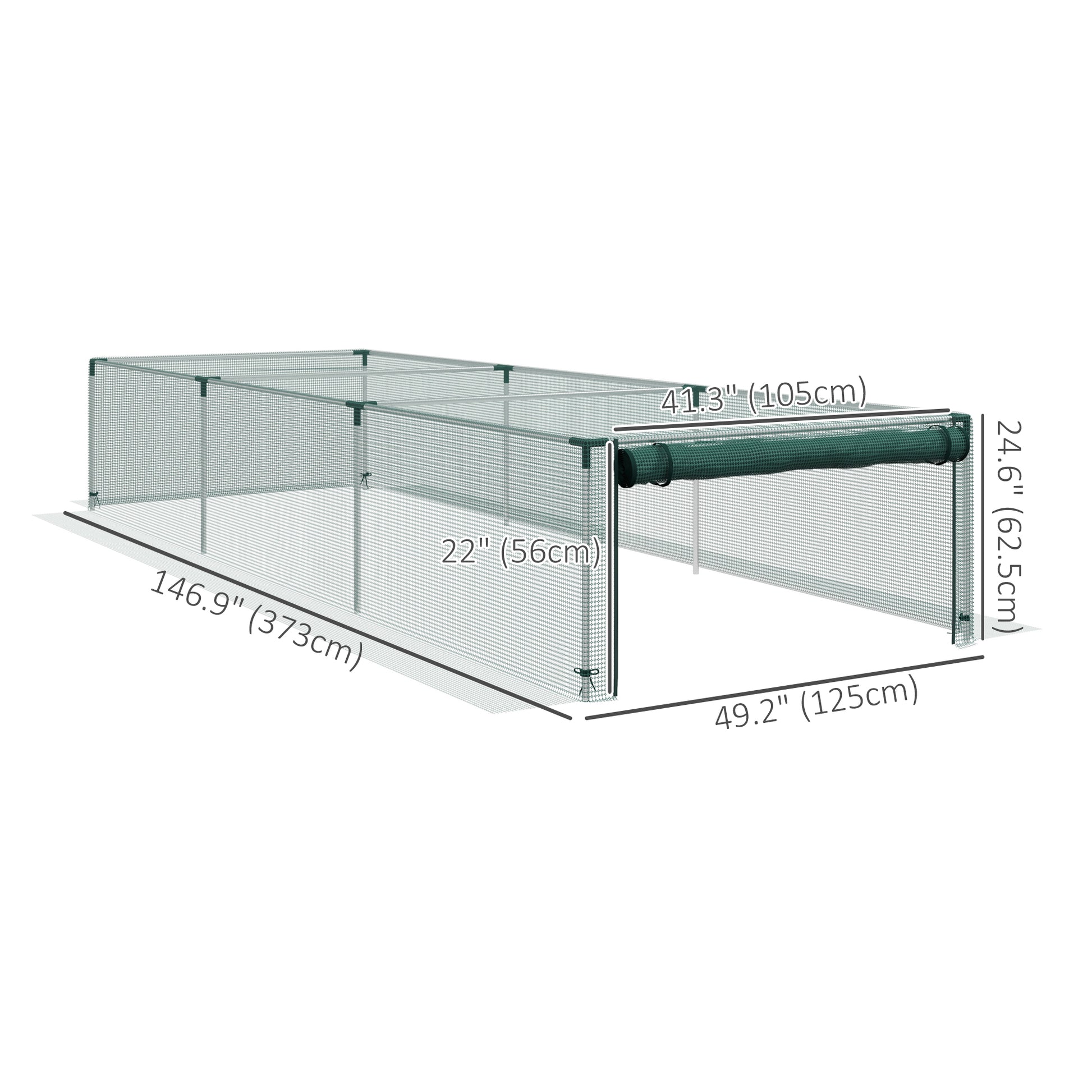 12' x 4' Plant Protection Cage with Zipper Roll-Up Door, Plant Protector from Animals with Galvanised Steel Frame