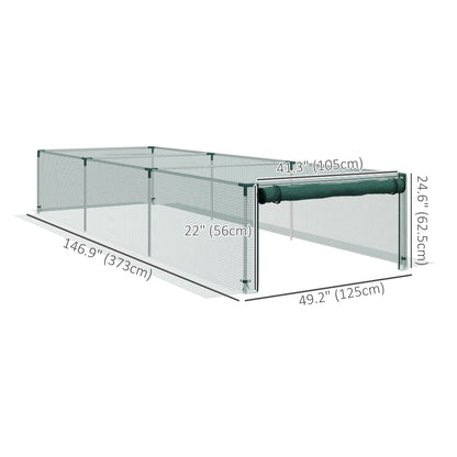 12' x 4' Plant Protection Cage with Zipper Roll-Up Door, Plant Protector from Animals with Galvanised Steel Frame