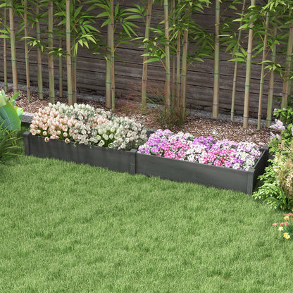 Garden Bed with 2 Planter Box and Non-woven Fabric Liner for Backyard, Patio, 96" x 24" x 10", Grey