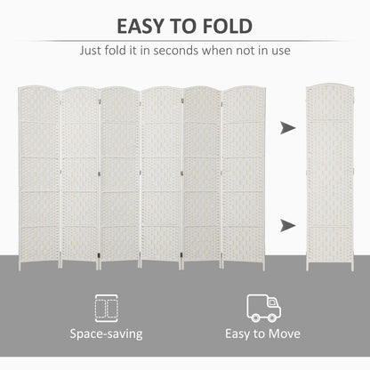 6ft Folding Room Divider, 6 Panel Wall Partition with Wooden Frame for Bedroom, Home Office, White