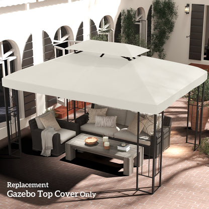 13' x 10' Gazebo Replacement Canopy 2 Tier Top UV Cover Pavilion Garden Patio Outdoor, Cream White (TOP ONLY)
