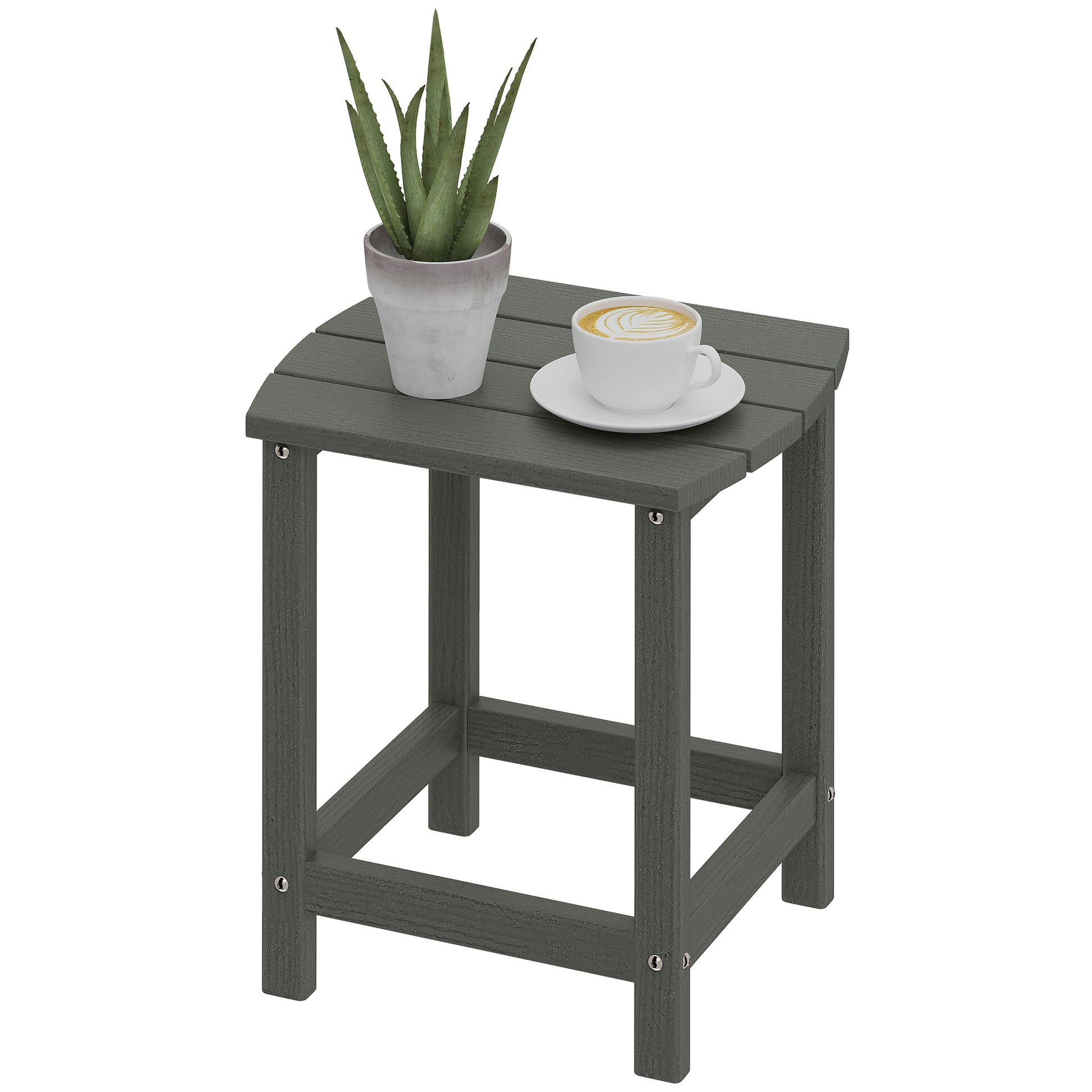 Outdoor Side Table, Adirondack Patio End Table for Garden, Pool, Backyard, Lawn, Beach, Indoor and Outdoor, Grey