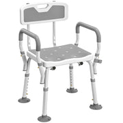Adjustable Shower Chair with Arms Back and Padded Seat, Light Grey