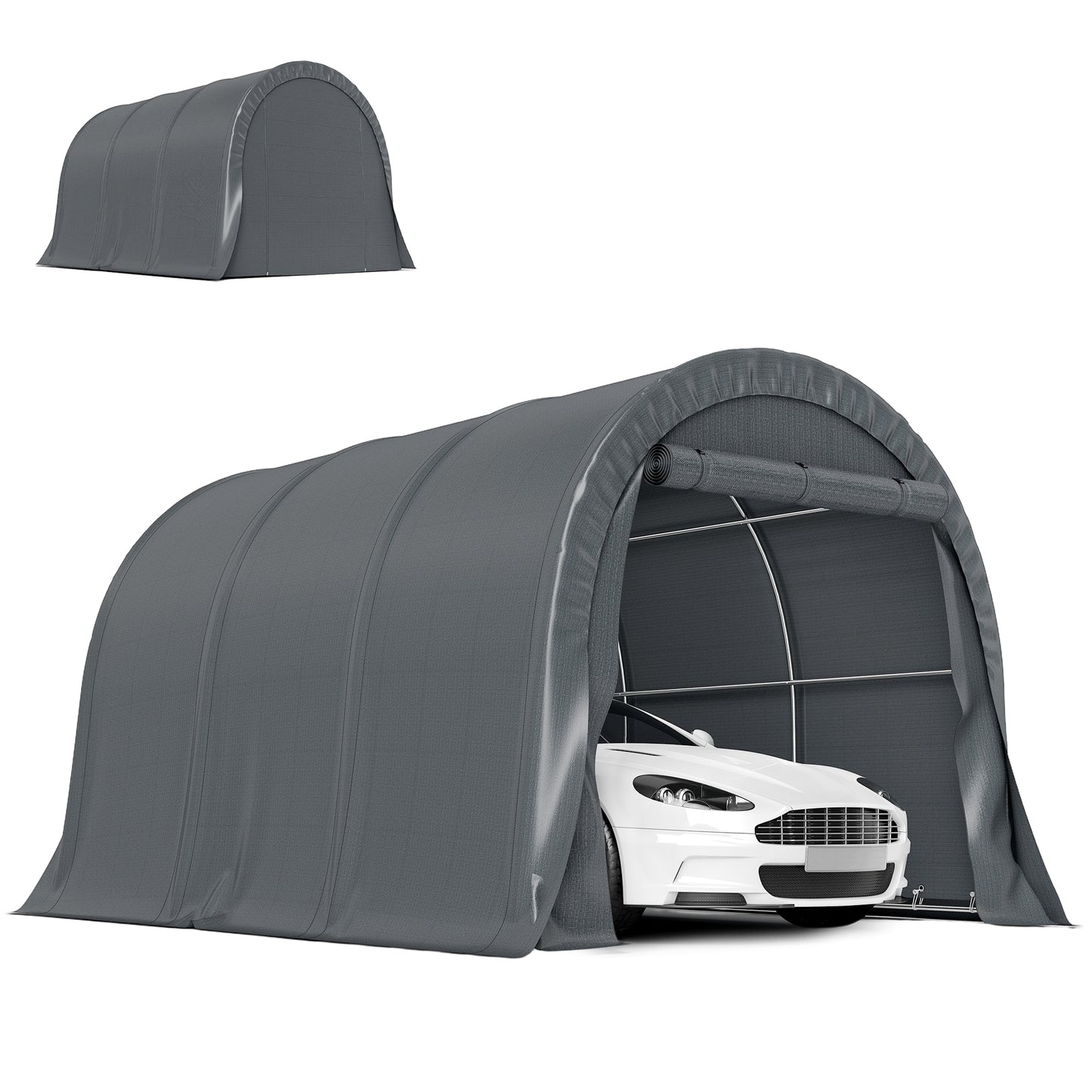 10' x 15' Heavy Duty Carport, Portable Garage Car Canopy Tent Shelter with Reinforced Galvanized Frame, Dark Grey