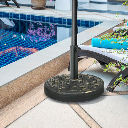 40lbs. Concrete Umbrella Base with Rattan Effect, Heavy Duty Parasol Stand for Outdoor Patio Umbrella, Bronze