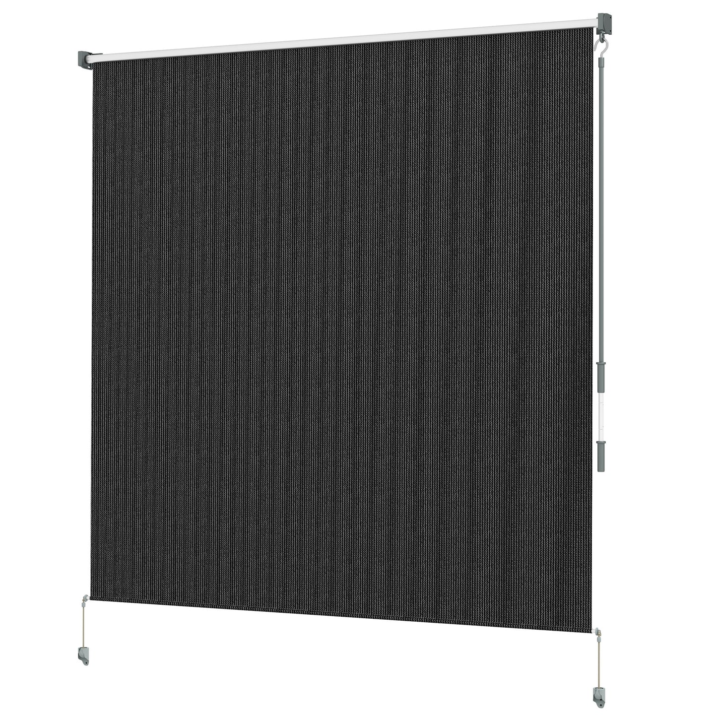 6' x 6' Patio Door Blinds, Outdoor Roller Shades, Cordless Roll Up Shade for Porch Gazebo, Black