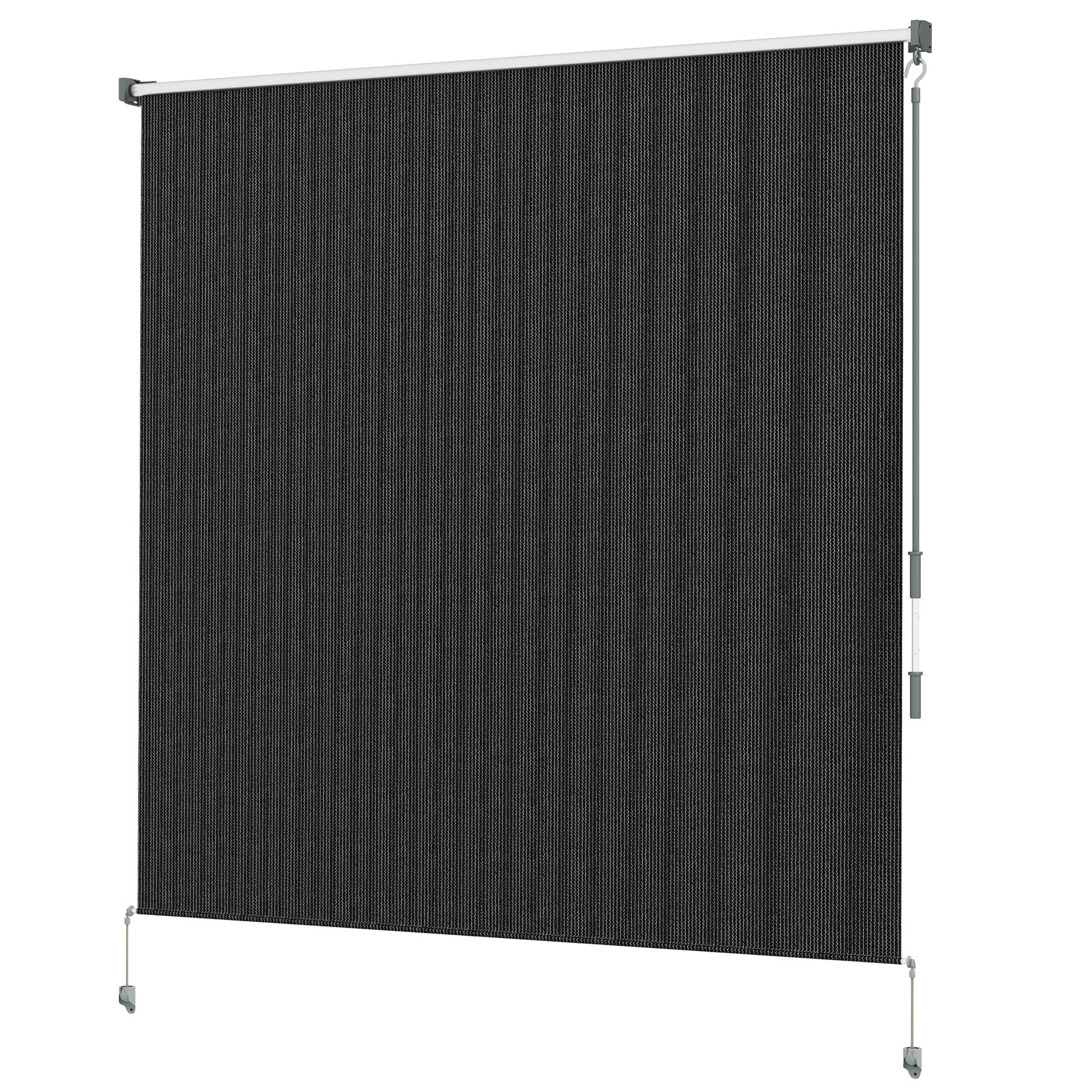 6' x 6' Patio Door Blinds, Outdoor Roller Shades, Cordless Roll Up Shade for Porch Gazebo, Black