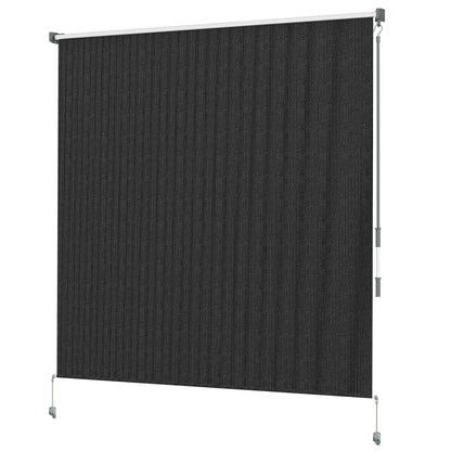 6' x 6' Patio Door Blinds, Outdoor Roller Shades, Cordless Roll Up Shade for Porch Gazebo, Black