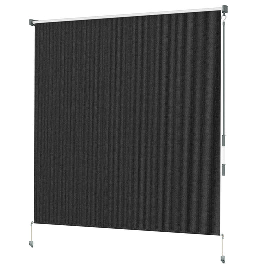 6' x 6' Patio Door Blinds, Outdoor Roller Shades, Cordless Roll Up Shade for Porch Gazebo, Black