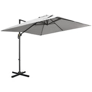 9ft Cantilever Patio Umbrella, Square Overhanging Umbrella with Cross Base, Crank Handle, Tilt Light Grey