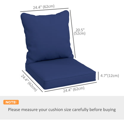 Seat Cushion Back Pillows Replacement Set of 2, Patio Chair Cushions Set for Indoor Outdoor, Dark Blue