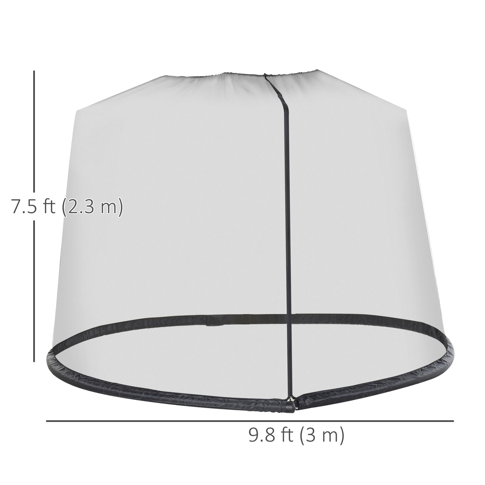Outdoor Patio 7.5ft Umbrella Table Screen Mosquito Bug Net, Garden Large Umbrella Cover Netting with Zippered Door, Black (Mosquito Netting ONLY)