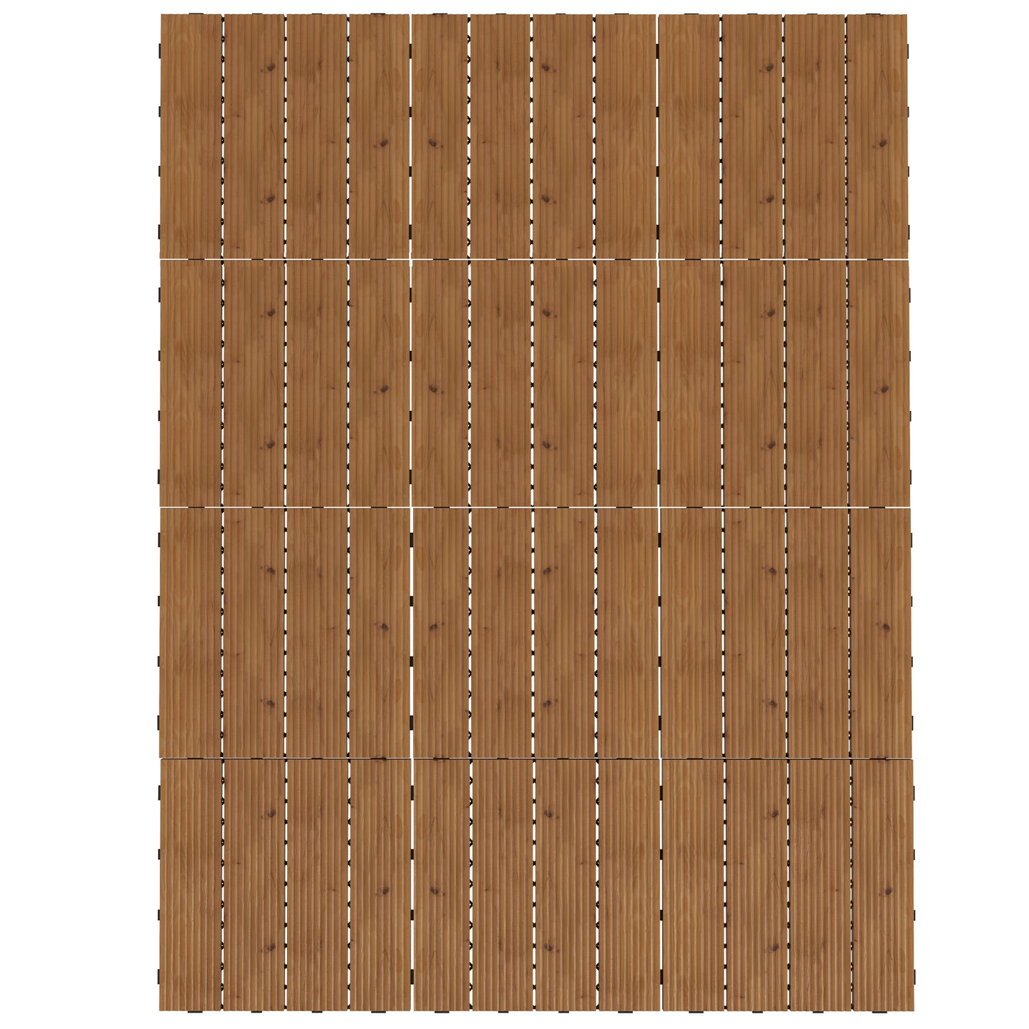 12 Pcs Garden Decking Tiles Wooden Outdoor Flooring Tiles for All Weather Use, Brown