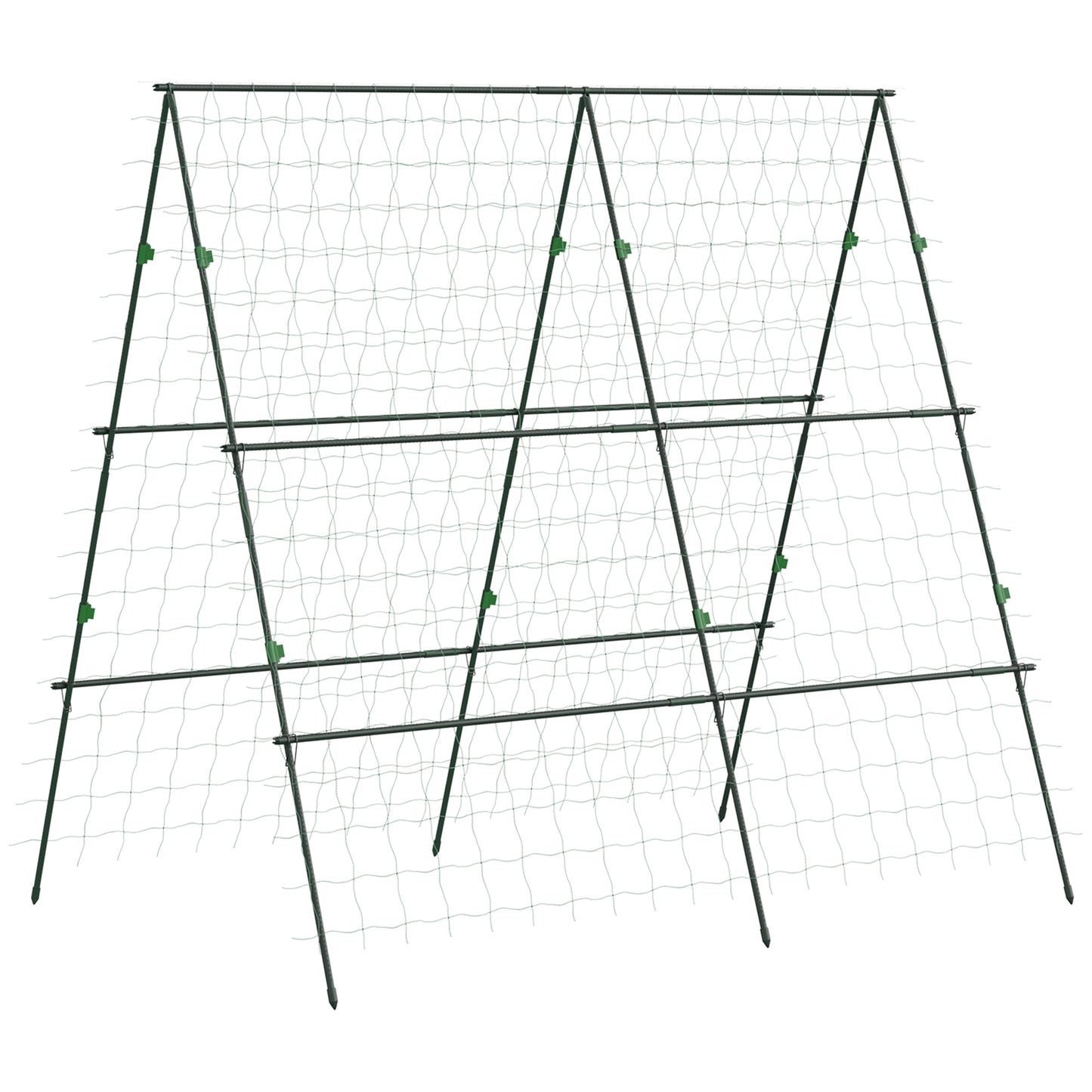 71" x 71" Metal Cucumber Trellis with Netting for Climbing Plants Vegetables, A Frame Tomato Plant Support Tomato Trellis for Vegetable Garden, Patio, Balcony, Green