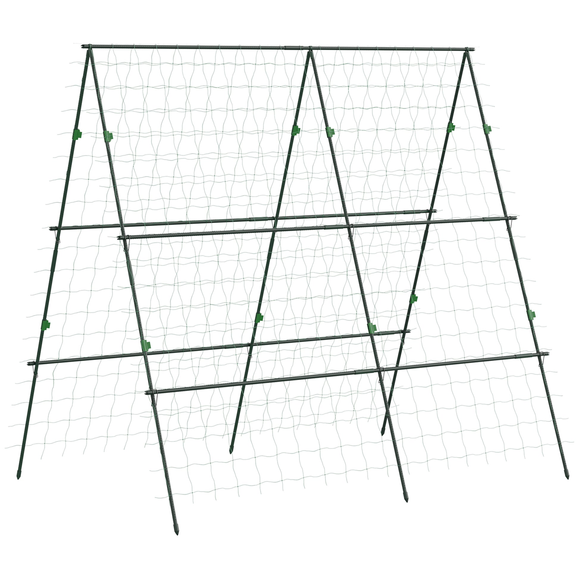 71" x 71" Metal Cucumber Trellis with Netting for Climbing Plants Vegetables, A Frame Tomato Plant Support Tomato Trellis for Vegetable Garden, Patio, Balcony, Green