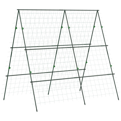 71" x 71" Metal Cucumber Trellis with Netting for Climbing Plants Vegetables, A Frame Tomato Plant Support Tomato Trellis for Vegetable Garden, Patio, Balcony, Green