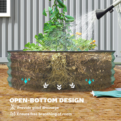 6' x 3' x 1' Large Outdoor Planter Box, Galvanized Raised Garden Bed with Metal Plant Stake, Light Green