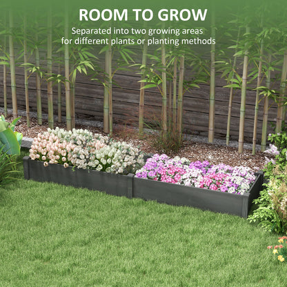 Garden Bed with 2 Planter Box and Non-woven Fabric Liner for Backyard, Patio, 96" x 24" x 10", Grey