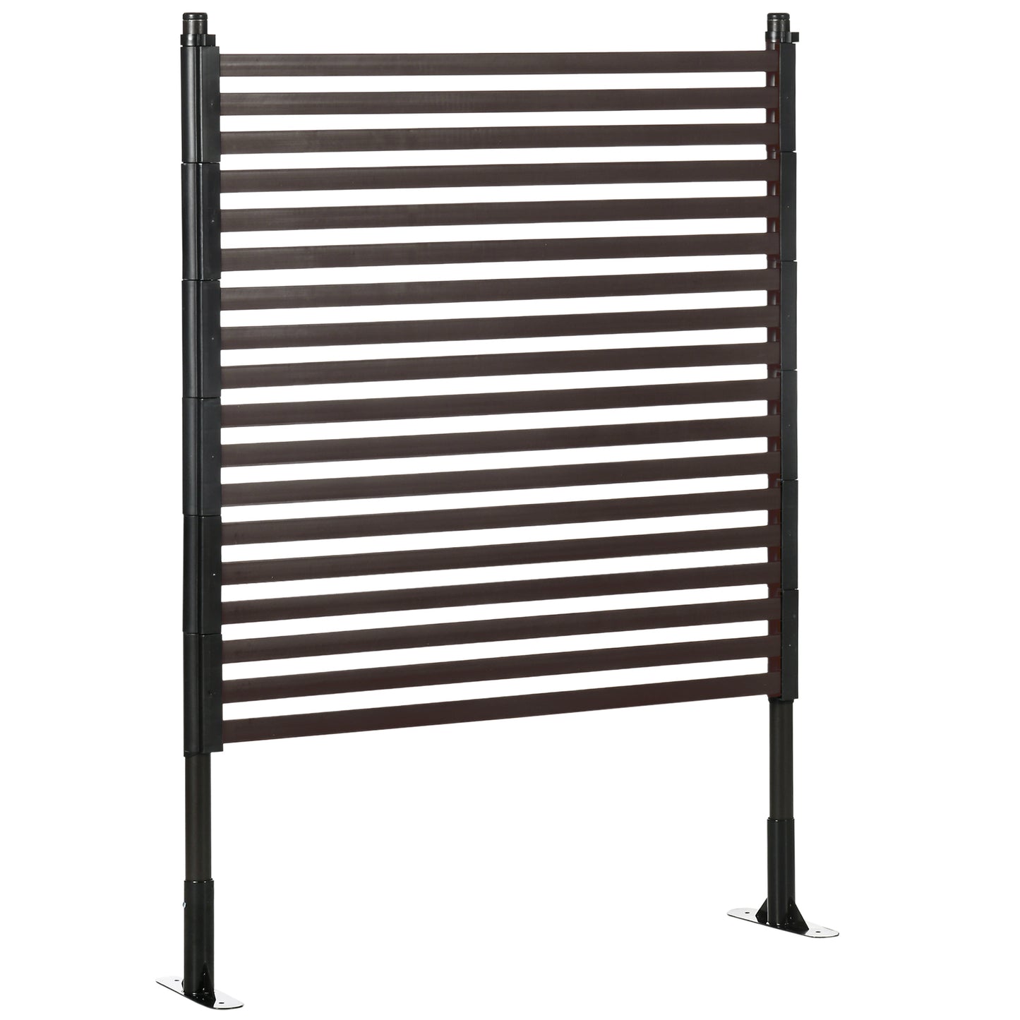4 FT Outdoor Privacy Screen with 2 Standing Ways for Hard & Soft Ground, Decorative Outdoor Divider, Metal Animal Barrier for Garden, Backyard, Deck, Brown