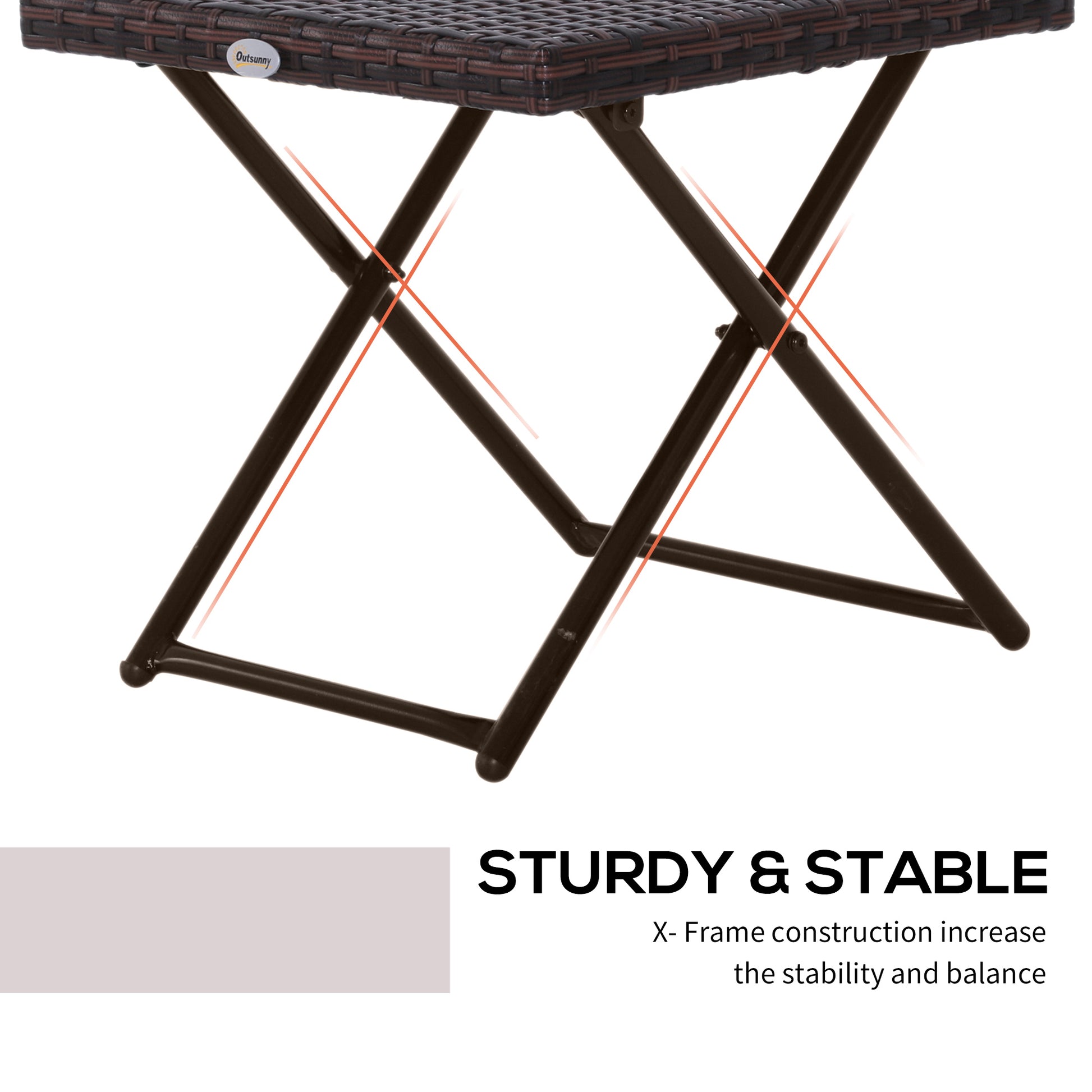 Patio Wicker Coffee Table, Outdoor PE Rattan Garden Folding Side Table, 15.75"x15.75"x15.75", Brown