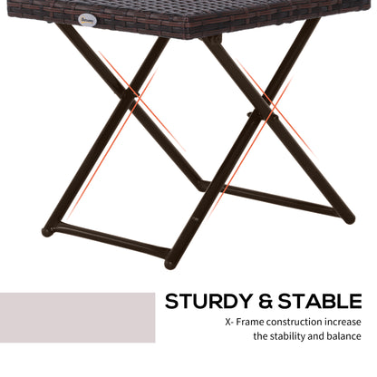 Patio Wicker Coffee Table, Outdoor PE Rattan Garden Folding Side Table, 15.75"x15.75"x15.75", Brown