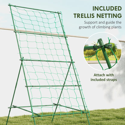 Cucumber Trellis for Climbing Plants, Adjustable A-Frame Garden Trellis with Climbing Net, 20 Metal Clips, 4 Net Straps
