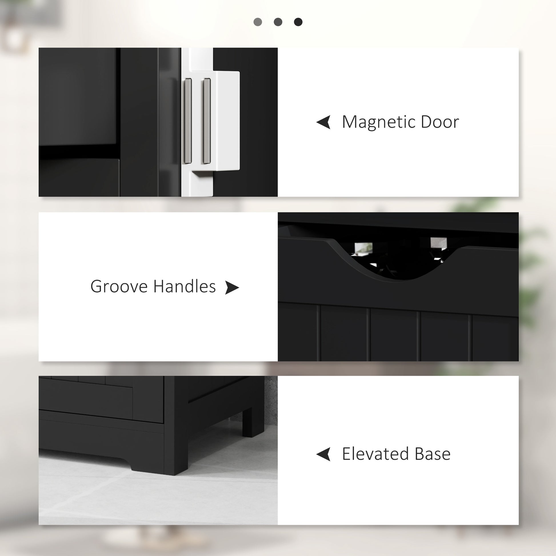 Bathroom Storage Cabinet, Floor Cabinet with Adjustable Shelf and 4 Drawers, Side Cabinet for Washroom, Black