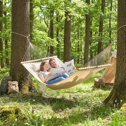 Outdoor Hammock Padded Camping Hammock with Pillow & Spreader Bars 200 x 140 cm Cream White