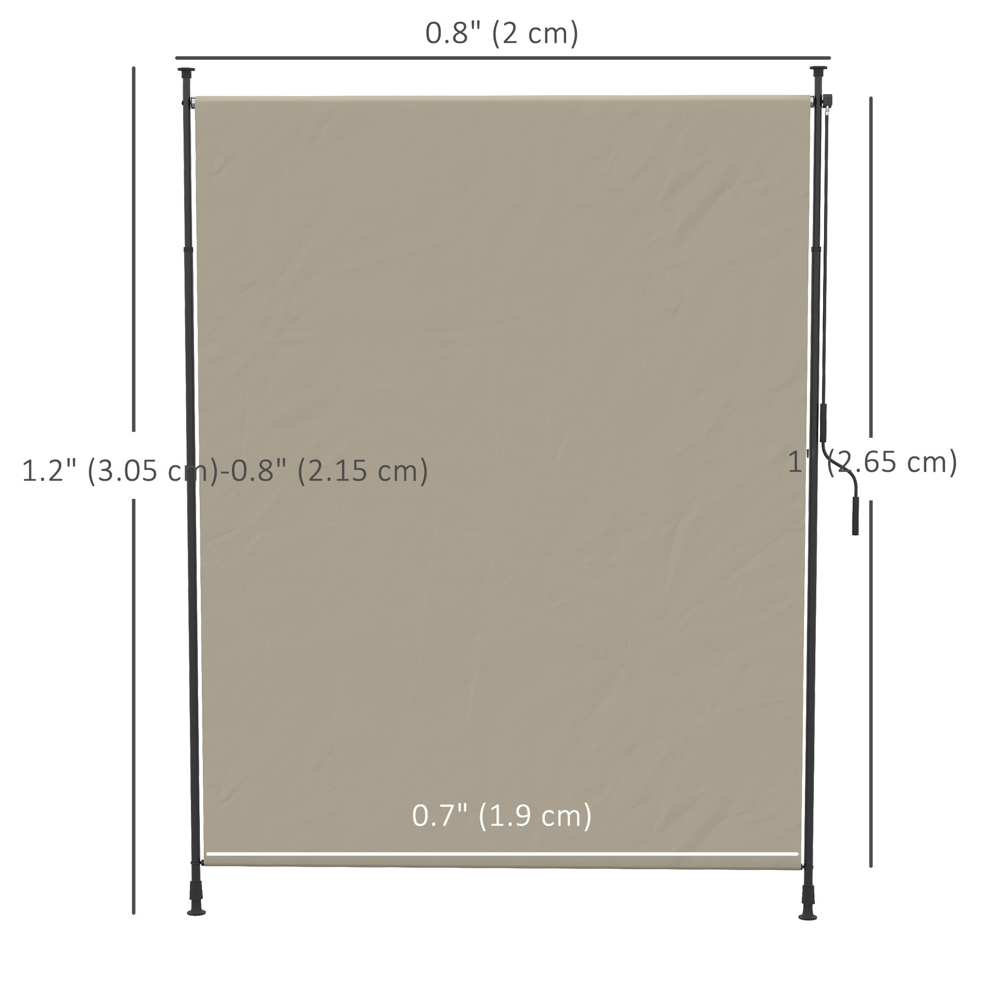 7' x 10' Retractable Patio Awning, Manual Outdoor Privacy Screen with UPF40+ & Water-Resistant Fabric, Beige