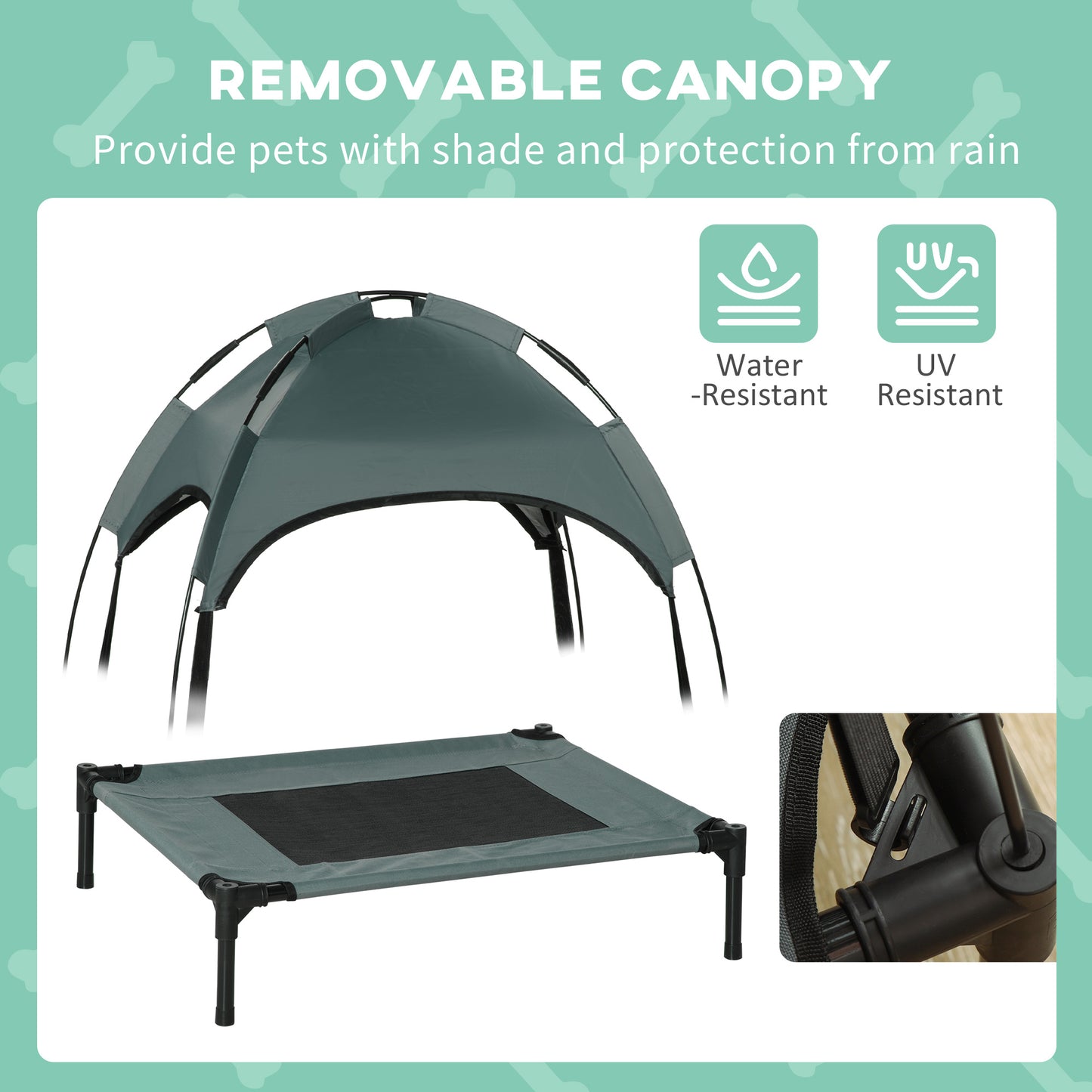 Elevated Cooling Pet Bed Portable Raised Dog Cot with Canopy for Small-Sized Dogs, Grey