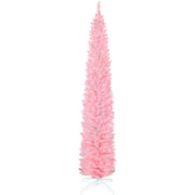 9ft Christmas Tree with Colourful DIY Synchronized LEDs, Hinged Pencil Xmas Tree with Remote, Daily Timer, White