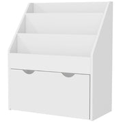 Qaba Kids Bookshelf with 3 Tier Display Shelves, Drawer for Nursery, White