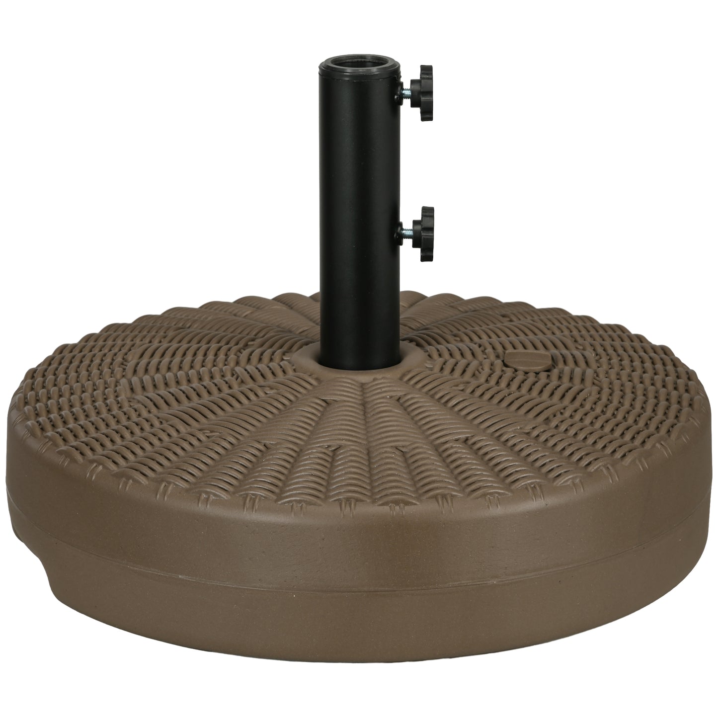 Umbrella Base, Heavy Duty Fillable Base Holder with Steel Pole, Round Parasol Stand for Patio, Outdoor, Backyard, Brown