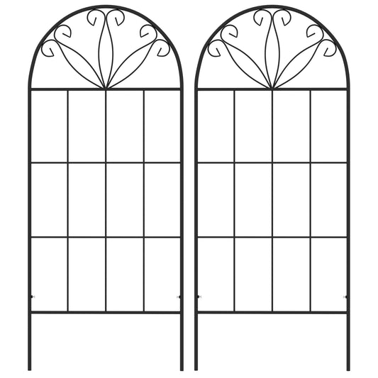 Metal Garden Trellis Pack of 2 for Climbing Plants, Arched Grid Trellis Panels, 20" x 47", Black