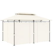 10' x 13' Double Roof Patio Gazebo, Outdoor Gazebo with Curtains, for Garden, Lawn, Backyard and Deck, Cream White