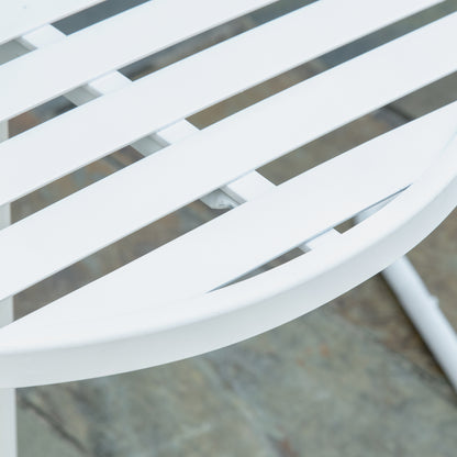 3 Pieces Patio Bistro Set, Metal Frame Garden Coffee Table Set with 2 Chairs & Round Table for Outdoor Yard Porch Poolside Balcony, White