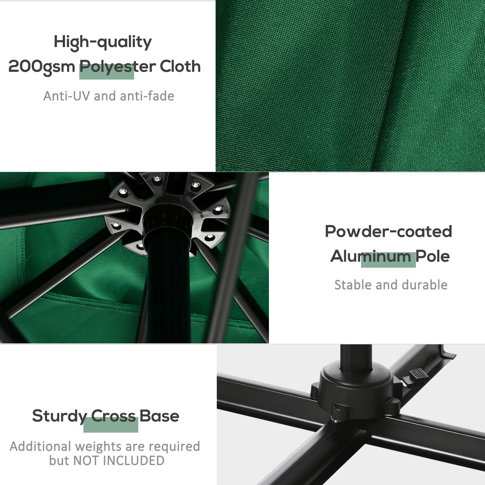 8' x 8' Square Cantilever Umbrella with 360° Rotation, Aluminum Outdoor Cantilever Market Parasol with Crank & Tilt, Garden Sun Canopy Shelter with Cross Base, Green