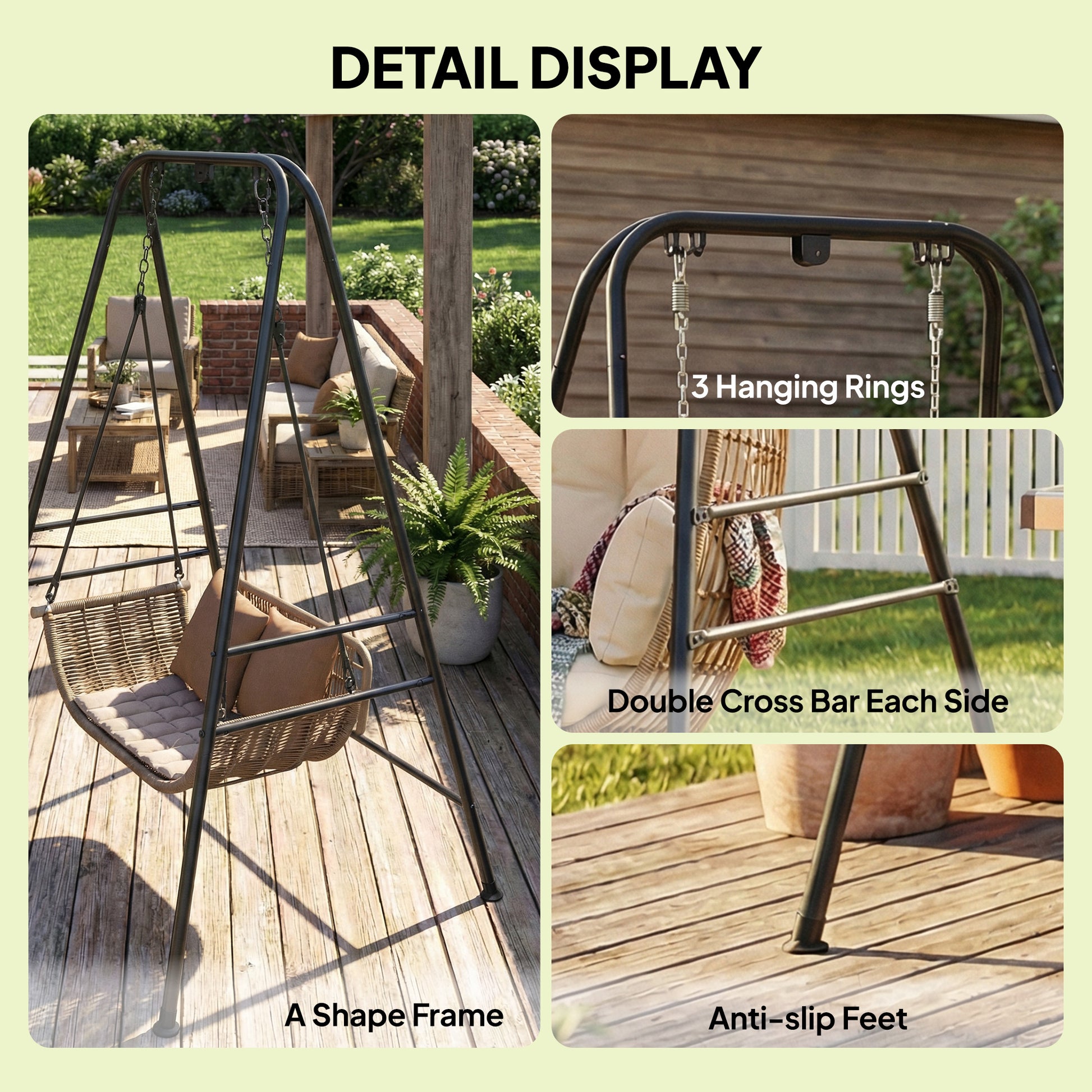Hanging Hammock Stand for Porch Swing Chair Indoor Outdoor (Only Construction)