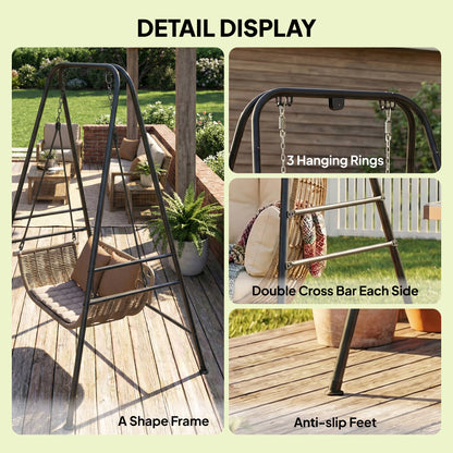 Hanging Hammock Stand for Porch Swing Chair Indoor Outdoor (Only Construction)