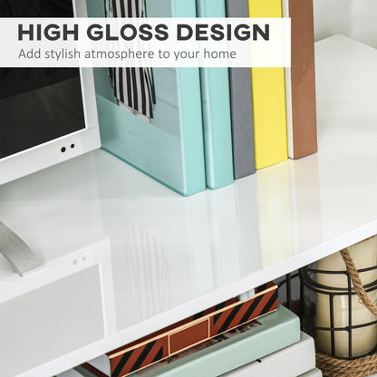 Lighted TV Stand for TVs up to 75", TV Cabinet with Storage for Living Room, High Gloss White