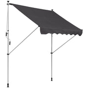 6.6'x5' Manual Retractable Patio Awning Window Door Sun Shade Deck Canopy Shelter Water Resistant UV Protector Grey