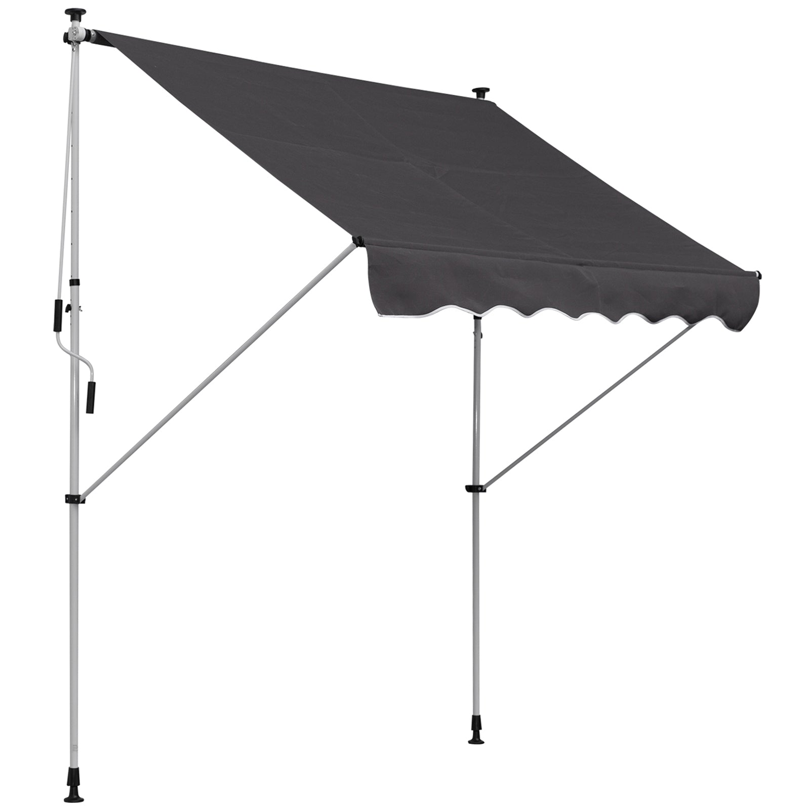6.6'x5' Manual Retractable Patio Awning Window Door Sun Shade Deck Canopy Shelter Water Resistant UV Protector Grey