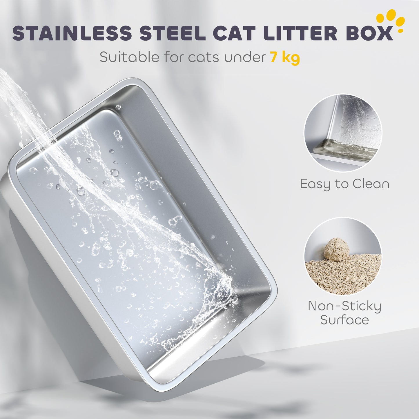Extra Large Stainless Steel Litter Box, Enclosed Kitty Litter Box for Big Cats with Scoop, Deodorizer Bag