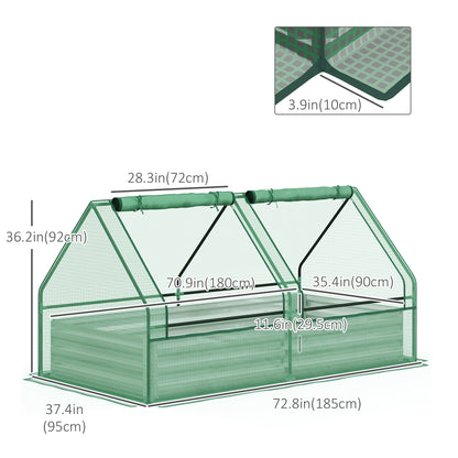6' x 3' Metal Planter Box with Cover, Raised Garden Bed with Mini Greenhouse for Herbs, Vegetables, Green and Silver