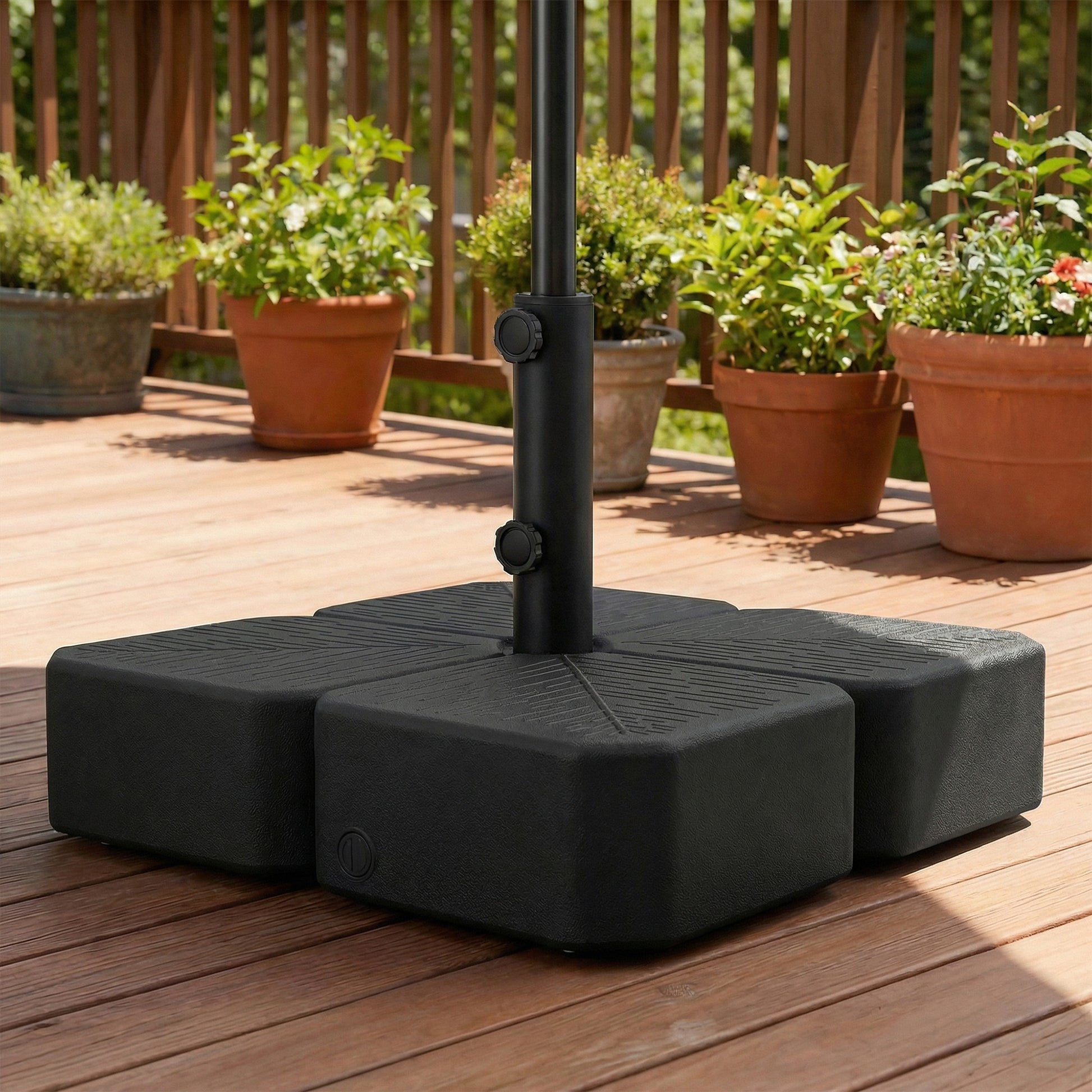 Patio Umbrella Base with Wheels & Brake Heavy Duty Outdoor Umbrella Stand Holder for for 1.5"/1.9" Poles Black